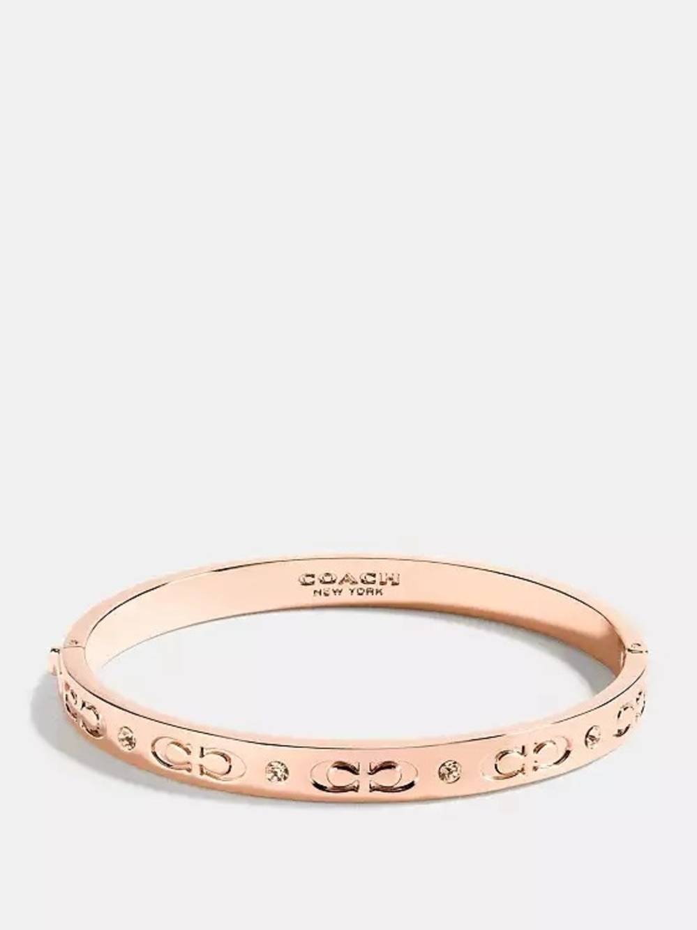 Coach Signature Hinge Bangle Bracelet Rose Gold Plated Metal